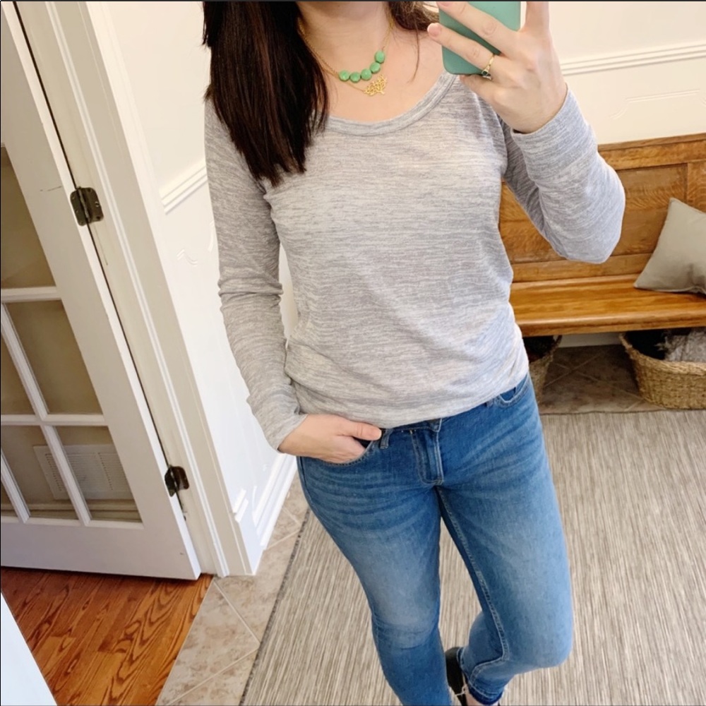 Cynthia Rowley | Long Sleeve Grey Knit T-Shirt